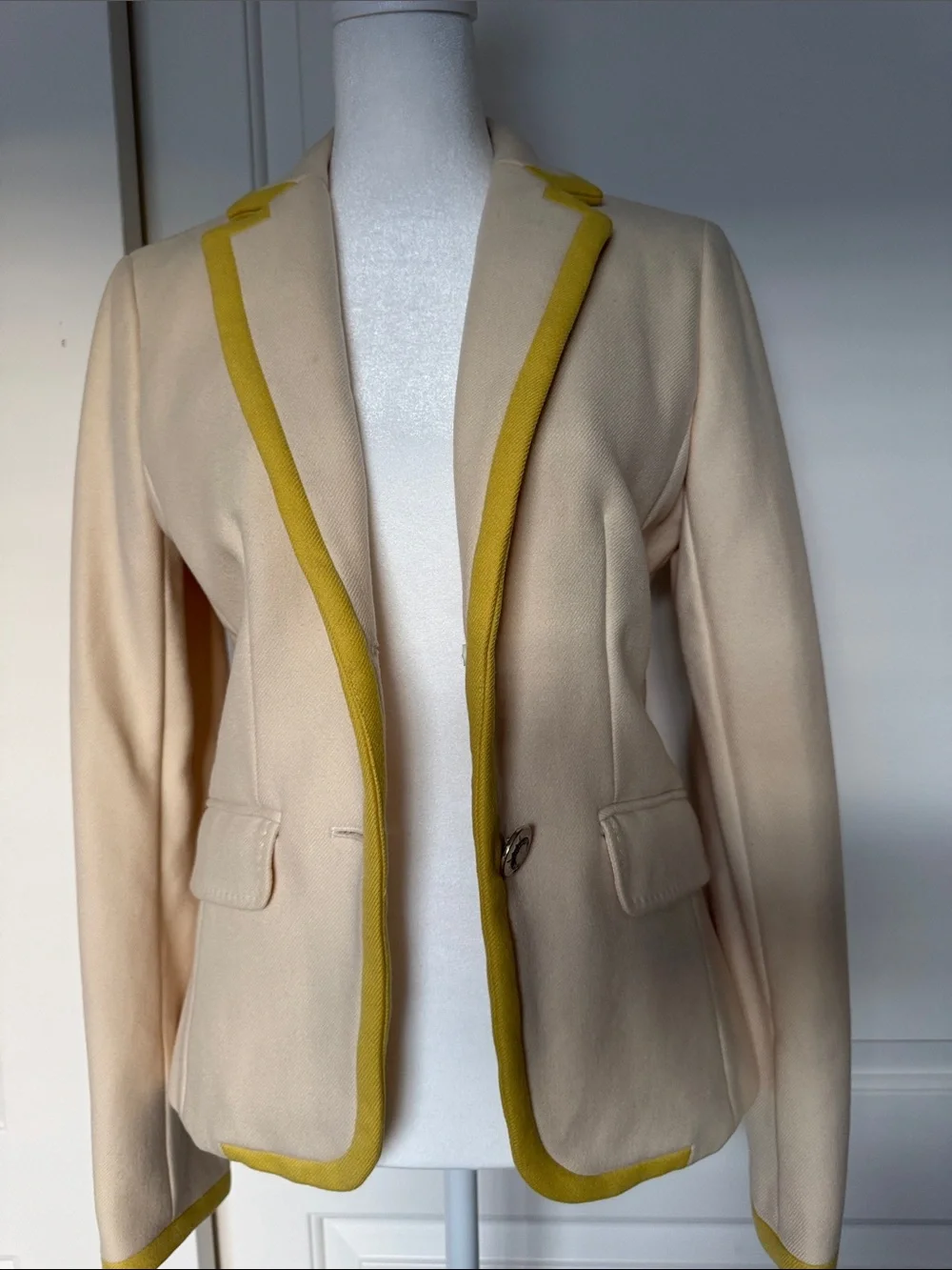 J. Crew Cream Blazer with Mustard Trim Size S